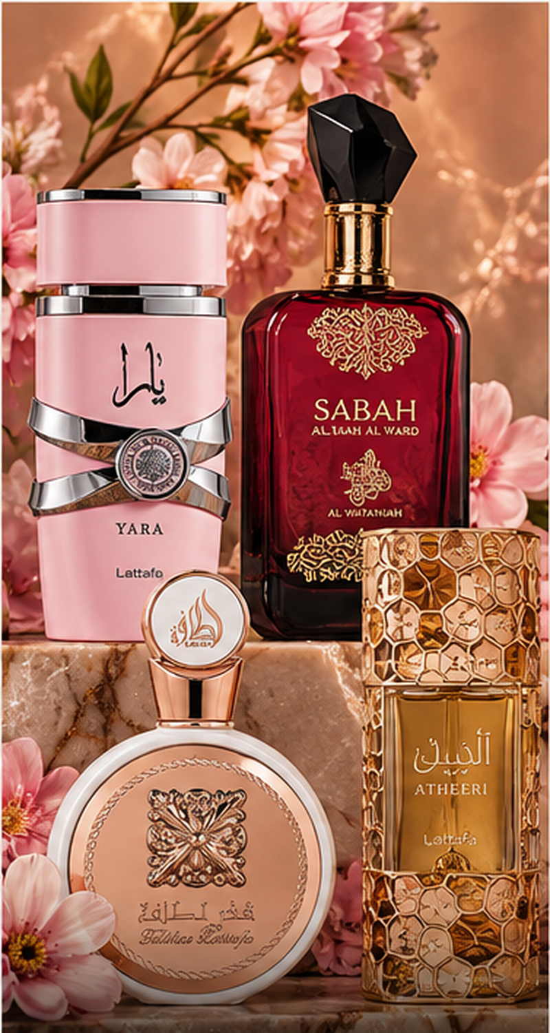 Frasco de perfume feminino em tons suaves